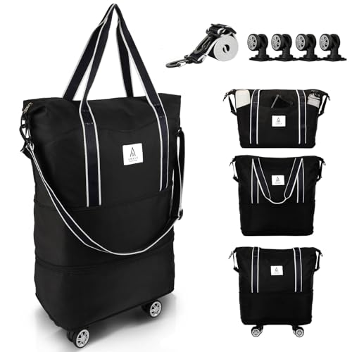 Arxus Reisetasche Erweiterbar mit Rollen, Faltbare Handgepäck Tasche Großer Reisetaschen für Damen und Herren zum Reisen Sport Camping Weekender Übernachtung 25L-55L von Arxus