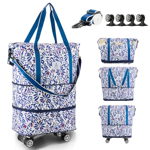 Arxus Reisetasche Erweiterbar mit Rollen, Faltbare Handgepäck Tasche Großer Reisetaschen für Damen und Herren zum Reisen Sport Camping Weekender Übernachtung 25L-55L von Arxus