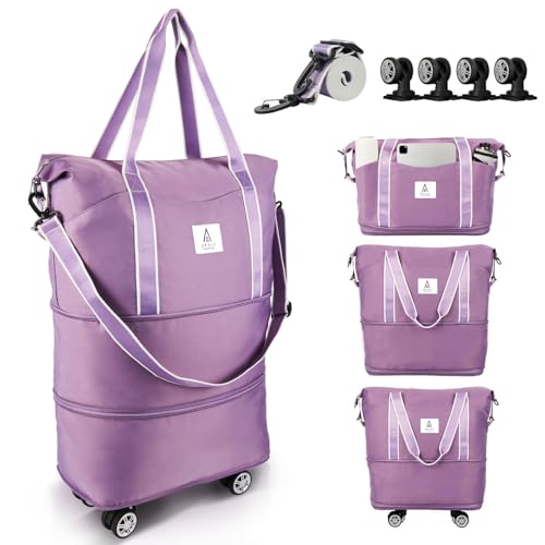 Arxus Reisetasche Erweiterbar mit Rollen, Faltbare Handgepäck Tasche Großer Reisetaschen für Damen und Herren zum Reisen Sport Camping Weekender Übernachtung 25L-55L von Arxus