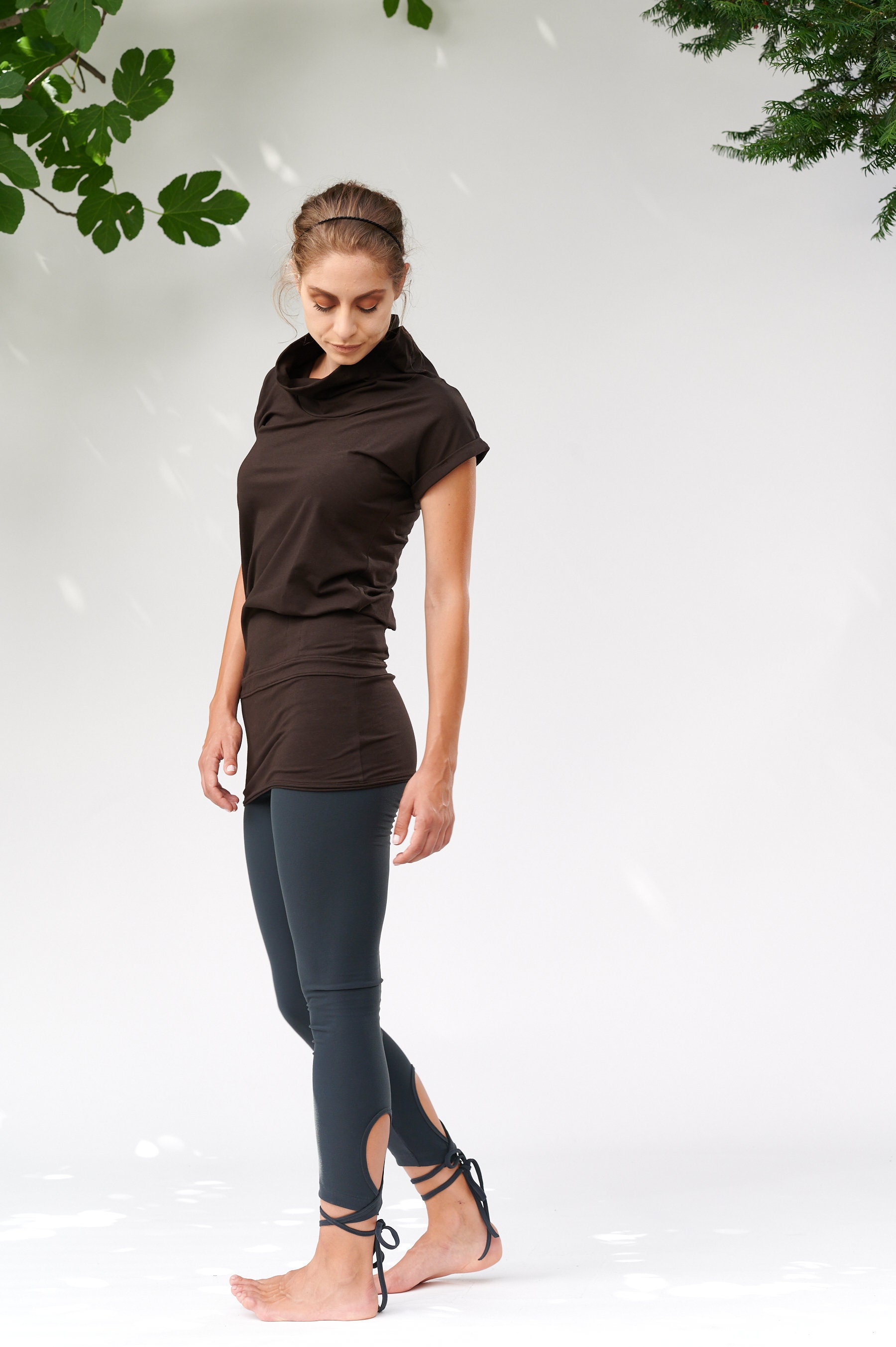 Dunkelbraunes Tunika Top/Yoga Lässige Bluse Handgemacht Geschenk Für Sie Frauen Kleidung Casual Aryasense Tty14Drbr von AryaSense