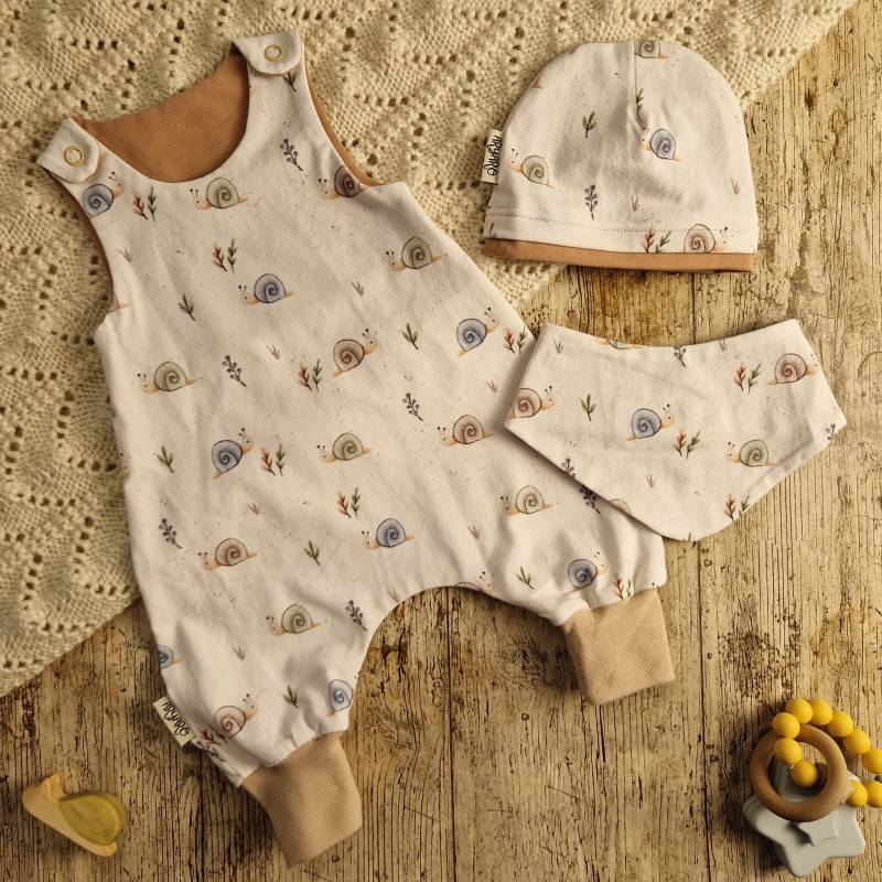 Babyset Strampler Mützchen Halstuch Größe 50 Bis 86 Schnecken von AryaroKindermode