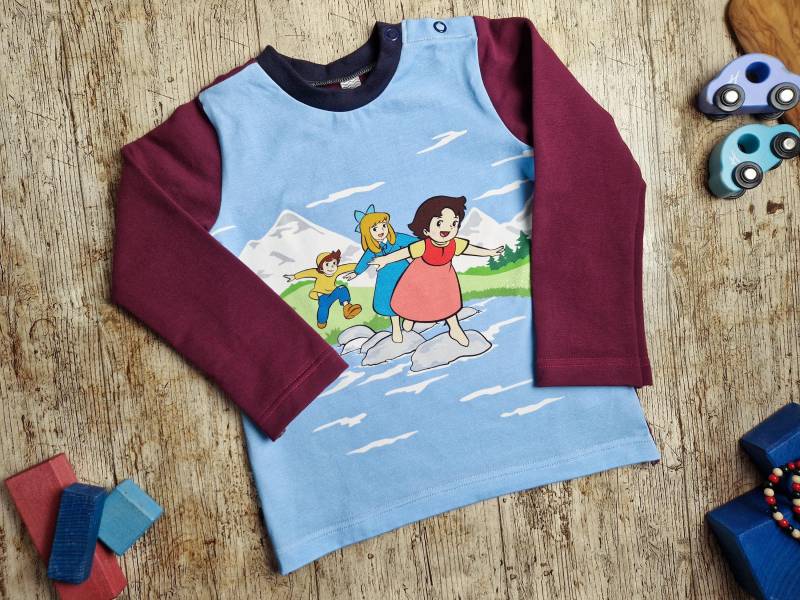 Einzelstück, Heidi, Langarmshirt in Größe 98, Hellblau Und Bordeaux, Longsleeve Für Kinder Einzelstück, Heidi, Langarmshirt in Größe 98, Hellblau Und Bordeaux, Longsleeve Für Kinder von AryaroKindermode
