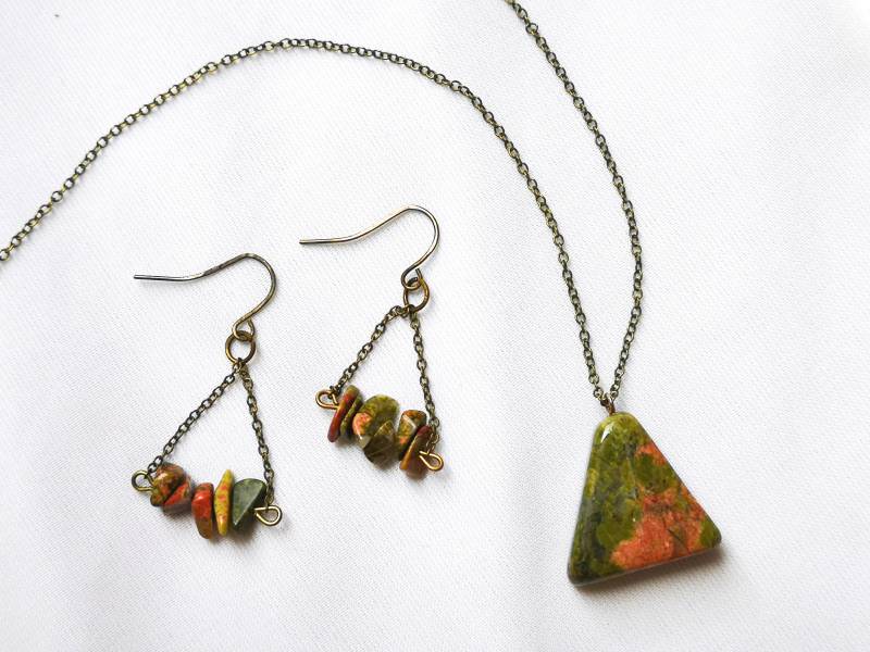 Schmuckset "Veiga" Mit Unakit Und Bronze von ArynsWelt