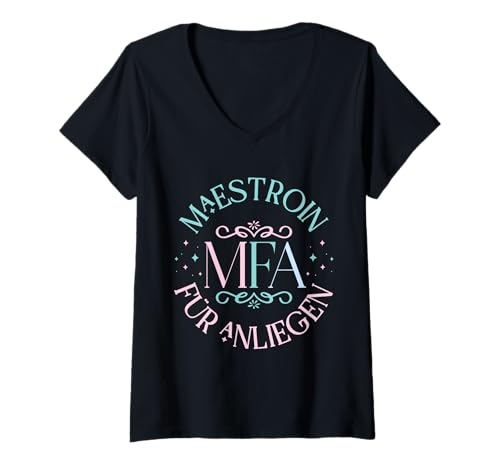Damen MFA Maestroin Medizinische Fachangestellte T-Shirt mit V-Ausschnitt von Arzthelferin Geschenke Für MFA Prüfung Bestanden