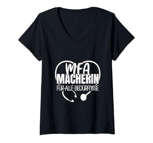 Damen Arzthelferin Macherin MFA T-Shirt mit V-Ausschnitt von Arzthelferin Medizinische Fachangestellte Geschenk