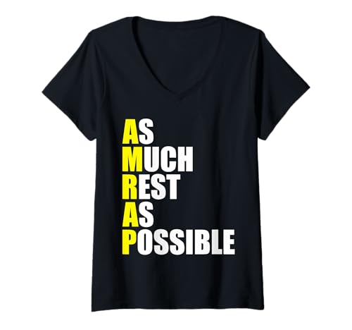 Damen Fitness-Sarkasmus So viel Ruhe wie möglich AMRAP Fitnessstudio Lustig T-Shirt mit V-Ausschnitt von As Much Rest As Possible AMRAP Funny Workout