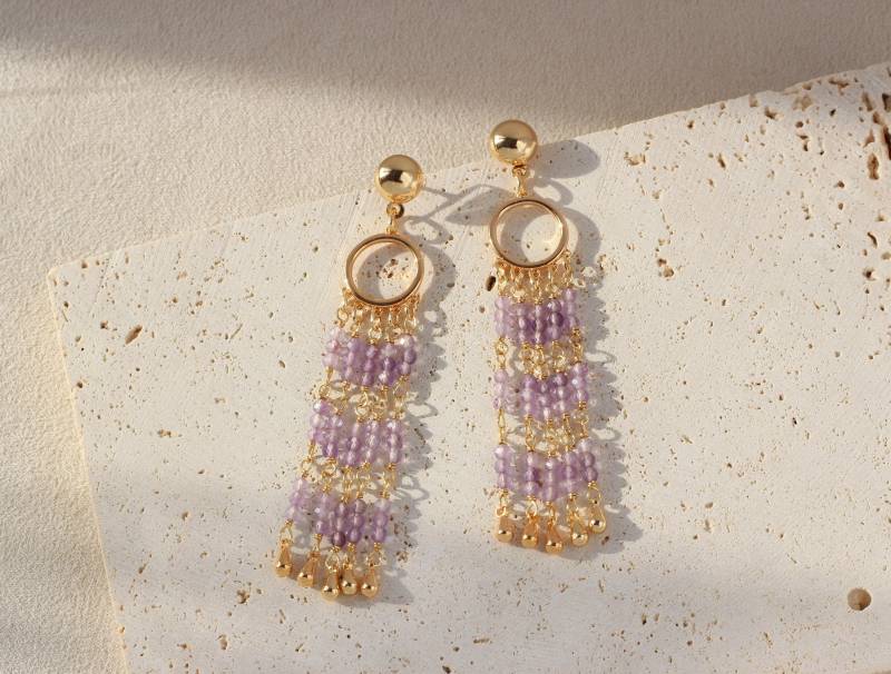 Lange Amethyst-Ohrringe von AsBoldAsJewelry