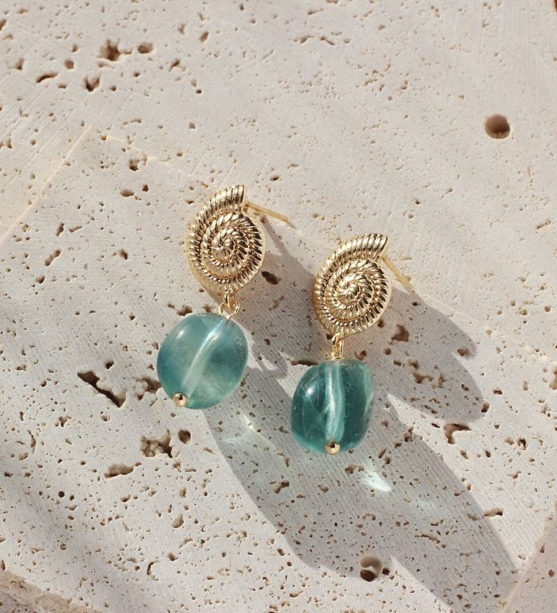 Natürliche Blaue Und Grüne Fluorit-Ohrringe Natürliche Blaue Und Grüne Fluorit-Ohrringe von AsBoldAsJewelry