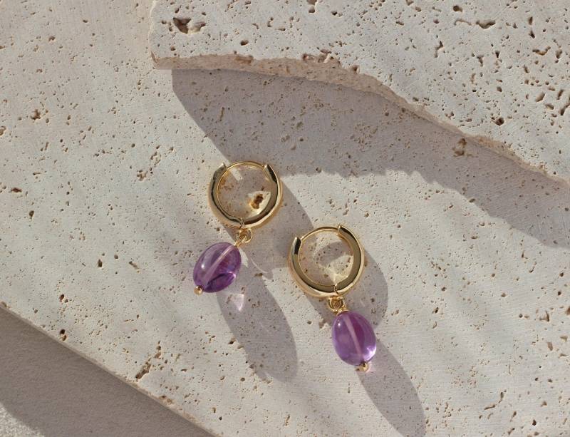 Unregelmäßig Geformte Natürliche Amethyst-Ohrhänger von AsBoldAsJewelry