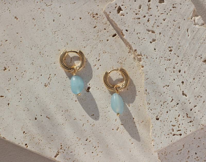 Unregelmäßige Form Natürliche Aquamarin-Ohrhänger Unregelmäßige Form Natürliche Aquamarin-Ohrhänger von AsBoldAsJewelry