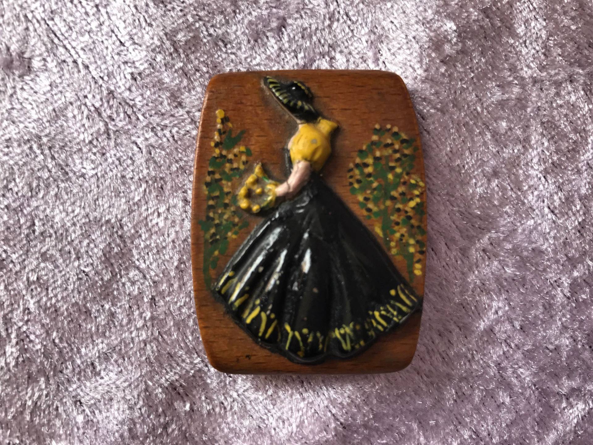Art Déco Crinoline Lady Brosche - Holz Und Handbemalt, C. Um 1930/40 Art Déco Crinoline Lady Brosche - Holz Und Handbemalt, C. Um 1930/40 von AsFoundByUs4U