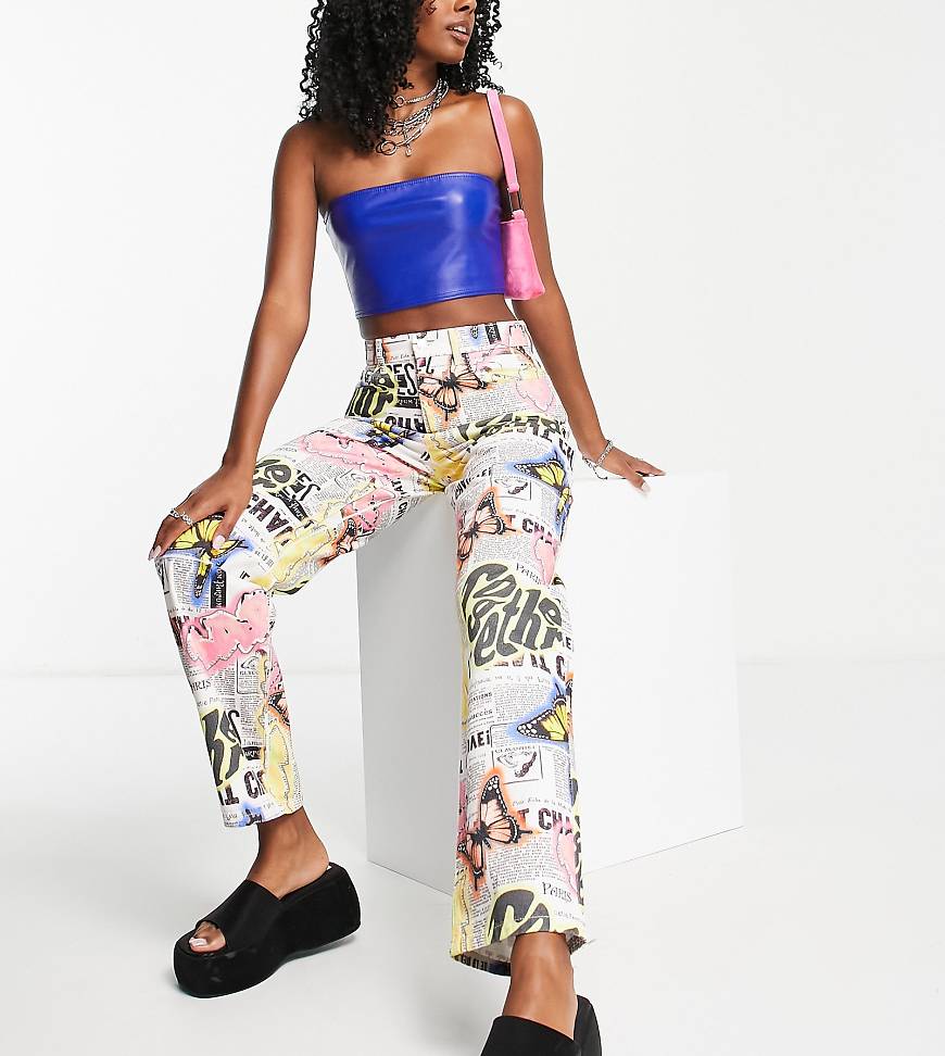 ASYOU - Dad-Jeans mit niedrigem Schnitt und Zeitungs-Print-Bunt von AsYou