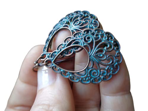 ๑ஐ••۞㊝ PATINA KUPFER WUNDERSCHÖN FILIGRAN VERZIERTE CHANDELIER TROPFEN OHRRINGE ۞㊝••ஐ๑ tolle Ohrringe mit kleinen formschönen Ohrhaken, Ohrringe im Boho Stil, grün-blau, Kupfer von Asai Bolivien Ethno Tribal Manufaktur