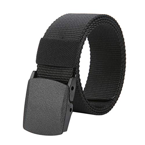 Asalinao Herren Nylon Tactical Military Belt mit Kunststoffschnalle 140 cm, Canvas Nylon Taille Webgürtel (Schwarz) von Asalin