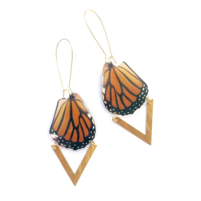 Echte Schmetterlingsflügel Ohrringe Boho Messing Chevron Schmuck von AsanaNaturalArts