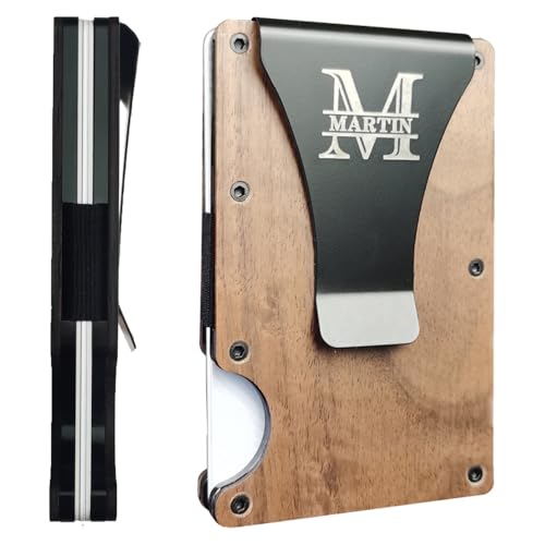 Asbanzerks Personalisierte schlanke Brieftasche für Herren, individuelle Fronttasche mit Geldklammer, minimalistische Geldbörse für Herren mit RFID-Blockierung, kostenlose Gravur, Walnuss, Geldklammer Asbanzerks Personalisierte schlanke Brieftasche für Herren, individuelle Fronttasche mit Geldklammer, minimalistische Geldbörse für Herren mit RFID-Blockierung, kostenlose Gravur, Walnuss, Geldklammer von Asbanzerks