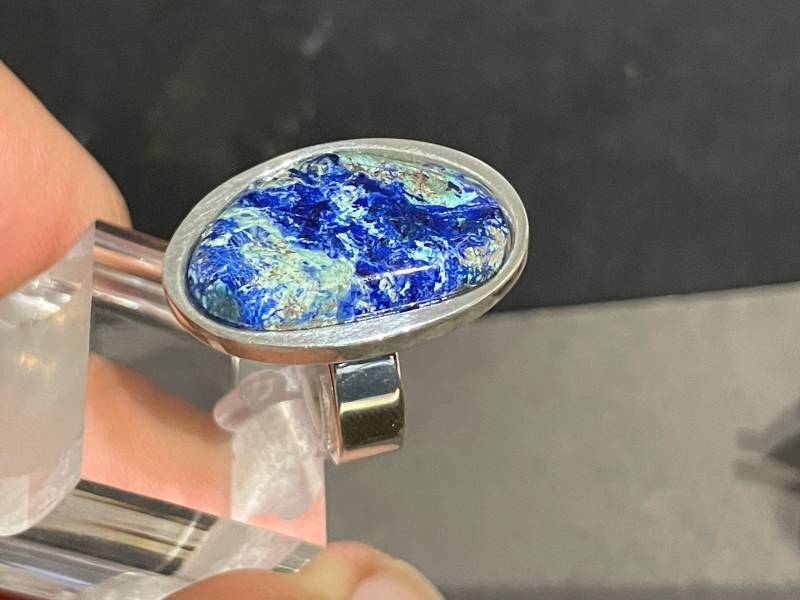 Einzigartiger Azurit-Chrysokoll-Ring Aus Sterling Silber | Handgefertigt Seltene Farbkombination Herkunft Arizona & Ural von AscadeInternational