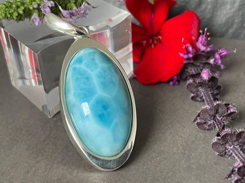 Sehr Schöner Larimar Anhänger in Extravagantem Design Mit Silber | 925 Sterling Farbkontrast von AscadeInternational