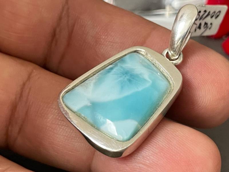 Sehr Schöner Larimar Anhänger in Extravagantem Design Mit Silber | 925 Sterling Scöner Farbkontrast von AscadeInternational