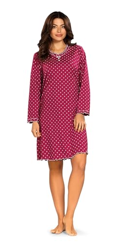 Ascafa Comtessa Damen Nachtemd 262205 Langarm Blümchen Farbe: Bordeaux 100% Baumwolle Gr. 58 XXXL von Ascafa