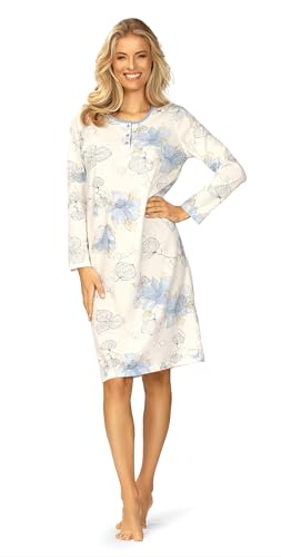 Ascafa Damen Nachtemd 2422104 Langarm Knopfleiste Farbe: Ecru 100% Baumwolle Gr. 44 L von Ascafa