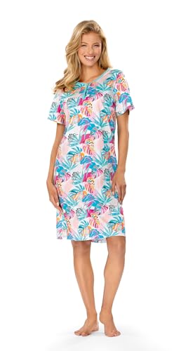 Ascafa Damen Nachtemd 2512119 kurzer Arm Türkis 100% Baumwolle Gr. 52 XXL von Ascafa