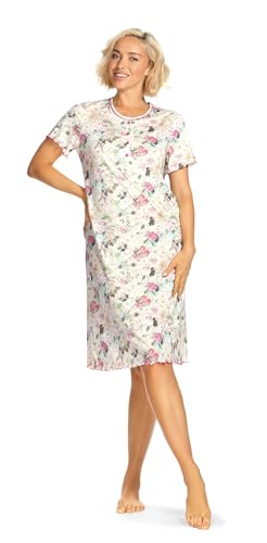 Ascafa Damen Nachthemd 2412117 Kurzarm Knopfleiste Farbe: Multicolor Baumwolle Modal Gr. 44 L von Ascafa