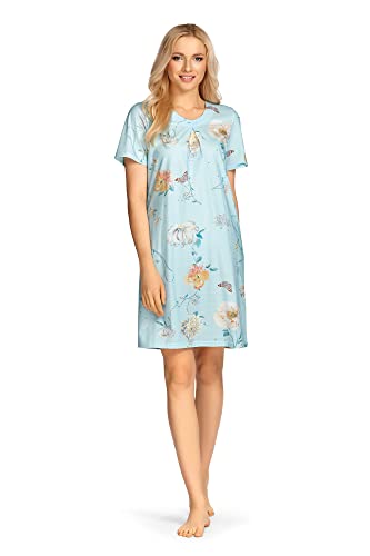 Ascafa Damen Nachthemd Kurzarm Gletscherblau Baumwolle Modal (48) von Ascafa