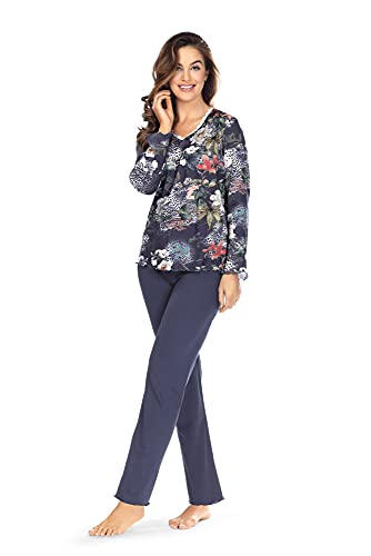 Ascafa Damen Schlafanzug 2123126 Baumwolle Modal Langer Arm Plum Gr. 48 XL von Ascafa