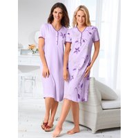 Witt Damen Kurzarm-Nachthemden, lila + lila-bedruckt von Ascafa