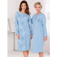 Witt Damen Langarm-Nachthemden, hellblau + hellblau-bedruckt von Ascafa