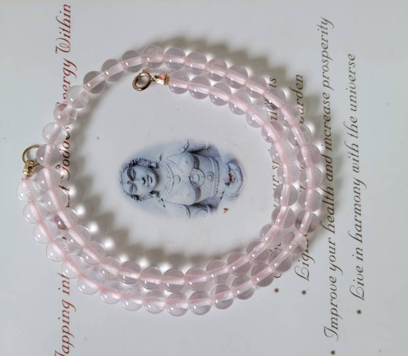 Vintage Rosenquarz Madagaskar Halskette ~ Exquiste Gold Echte Unbehandelte Therapie Qualität Edelstein Energie Für Heilung 6mm von AscensionStones