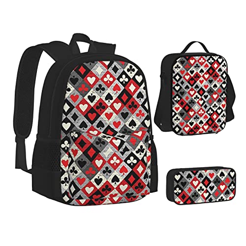 Aseelo Afrikanischer Löwe und Löwin Rucksack mit Lunchbox für Jungen Schultaschen Schüler Büchertasche und Federmäppchen für Mädchen Set 3 Stück, Kariertes Rautenmuster, Einheitsgröße von Aseelo