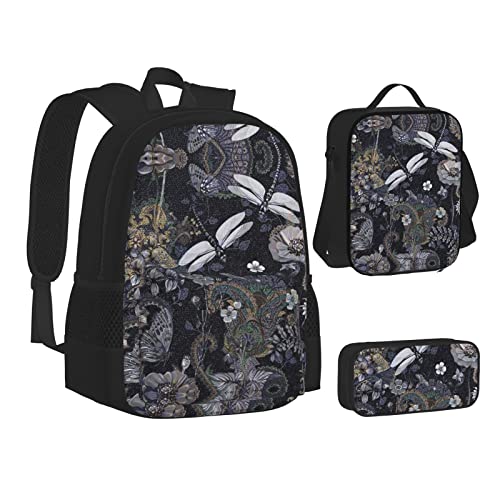 Aseelo Traktor Bauernhof Rucksack mit Lunchbox für Jungen Schultaschen Schüler Büchertasche und Federmäppchen für Mädchen Set 3 Stück, grau, Einheitsgröße, Rucksack, einfach von Aseelo