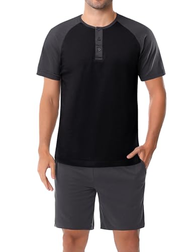 Aseniza Herren Schlafanzug Kurz Baumwolle Pyjamaset Sommer Shorty Nachtwäsche O-Ausschnitt Zweiteilige Schlafanzüge Aseniza Herren Schlafanzug Kurz Baumwolle Pyjamaset Sommer Shorty Nachtwäsche O-Ausschnitt Zweiteilige Schlafanzüge von Aseniza