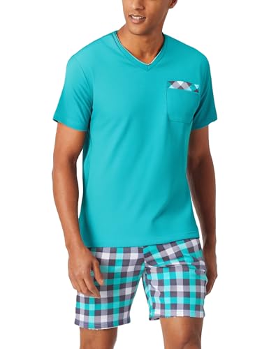 Aseniza Herren Schlafanzug Kurz Baumwolle Zweiteiliger Pyjama mit Kurzarmshirt und Pyjamahose von Aseniza
