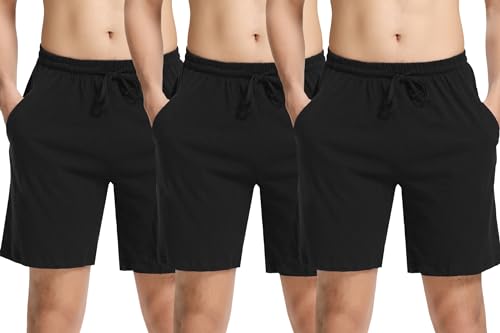 Aseniza Herren Schlafanzughose Kurz 100% Baumwolle 2er Pack Kurze Schlafhose Sommer Pyjamahose Weich Schlafshorts Bermuda für Jungs Männer von Aseniza