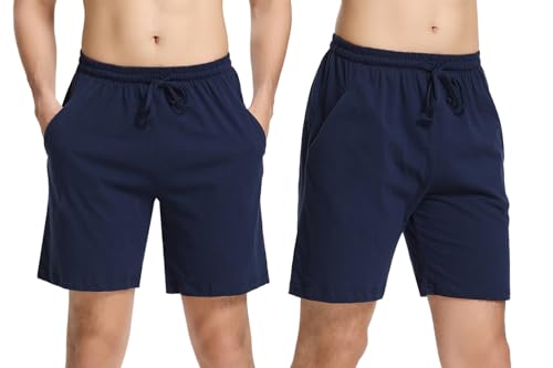 Aseniza Herren Schlafanzughose Kurz Baumwolle Bermuda Schlafshorts Pyjamahose Shorty Sommer Sleephose Freizeithose für Männer von Aseniza