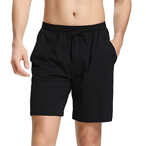 Aseniza Herren Schlafanzughose Kurz Baumwolle Bermuda Schlafshorts Pyjamahose Shorty Sommer Sleephose Freizeithose für Männer von Aseniza