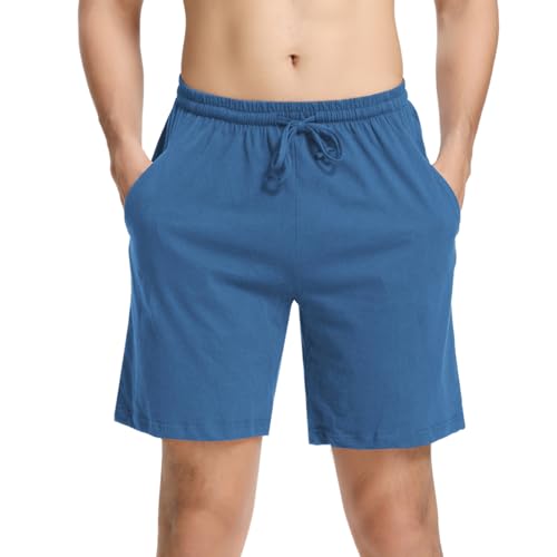 Aseniza Herren Schlafanzughose Kurz Baumwolle Bermuda Schlafshorts Pyjamahose Shorty Sommer Sleephose Freizeithose für Männer von Aseniza