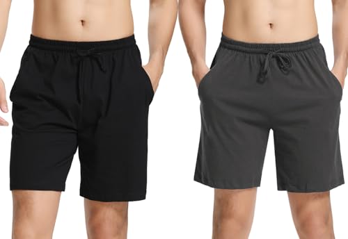 Aseniza Herren Schlafanzughose Kurz Baumwolle Bermuda Schlafshorts Pyjamahose Shorty Sommer Sleephose Freizeithose für Männer von Aseniza