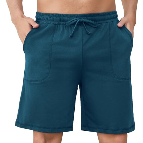 Aseniza Herren Schlafanzughose Kurz Baumwolle Pyjamahose Loungehose Schlafshorts Bermudahose Sommer Loungewear für Männer Pfauenblau, XL Aseniza Herren Schlafanzughose Kurz Baumwolle Pyjamahose Loungehose Schlafshorts Bermudahose Sommer Loungewear für Männer Pfauenblau, XL von Aseniza