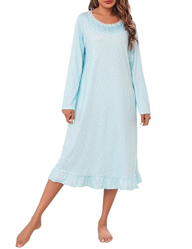 Aseniza Nachthemd Damen Langarm Lang Schlafshirt Leichte Sleepshirt Winter Nachtwäsche Viktorianisch Nachthemden für Damen Stillnachthemd S-XXL Aseniza Nachthemd Damen Langarm Lang Schlafshirt Leichte Sleepshirt Winter Nachtwäsche Viktorianisch Nachthemden für Damen Stillnachthemd S-XXL von Aseniza