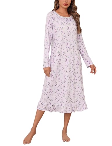 Aseniza Nachthemd Damen Langarm Lang Schlafshirt Leichte Sleepshirt Winter Nachtwäsche Viktorianisch Nachthemden für Damen Aseniza Nachthemd Damen Langarm Lang Schlafshirt Leichte Sleepshirt Winter Nachtwäsche Viktorianisch Nachthemden für Damen von Aseniza