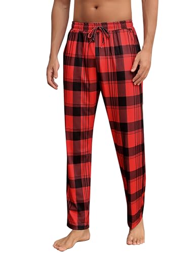 Aseniza Schlafanzughose Herren Lang Baumwolle Karierte Schlafhose Pyjamaunterteil Pyjamahose Freizeithose für Männer von Aseniza