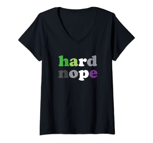 Damen Harter Nee Asexuell Aromantischer Stolz Stolz Aro Ace Queer T-Shirt mit V-Ausschnitt Damen Harter Nee Asexuell Aromantischer Stolz Stolz Aro Ace Queer T-Shirt mit V-Ausschnitt von Asexual Aromantic Aroace Pride
