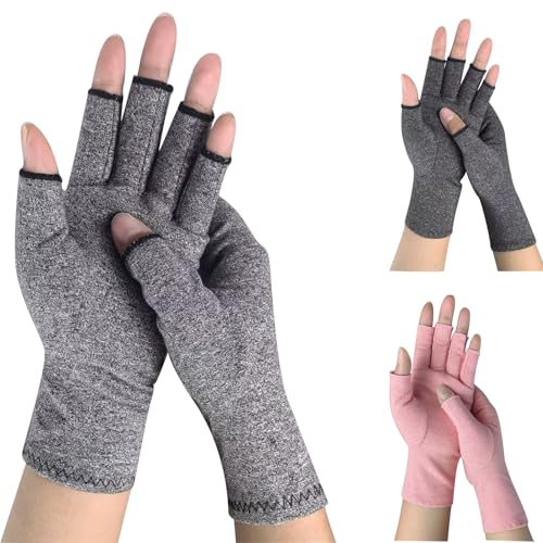 Asfacuputure Arthritis Handschuhe,Rheumatische Arthritis Kompressionshandschuhe,Bequeme und Stützende Fingerlose Arthritis Handschuhe,Fingerlose handschuhe fr Schmerzlinderung(Hellgrau,S) von Asfacuputure