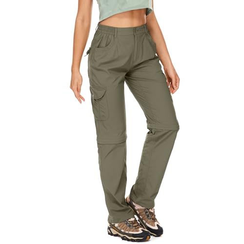 Asfixiado Wanderhose-Damen-Zip-Off-Trekkinghose, Leichter Quick Dry Outdoorhose UV-Schutz Cargohose Damen Atmungsaktiv Funktionshose Jogginghose（Light Green 14） von Asfixiado