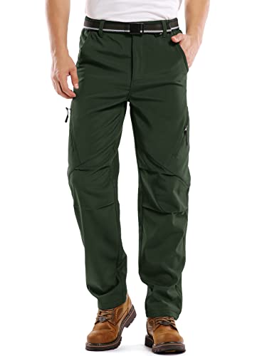 Asfixiado Herren Wanderhose Wasserdicht Softshellhose Skihose Warm Gefüttert Schneehose Thermohose Snowboardhose Outdoorhose Winddicht Winter Trekkinghose(6070 Cargo Green 36) von Asfixiado