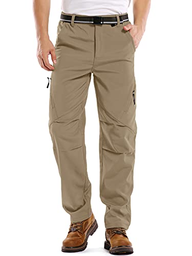 Asfixiado Herren Wanderhose Wasserdicht Softshellhose Skihose Warm Gefüttert Schneehose Thermohose Snowboardhose Outdoorhose Winddicht Winter Trekkinghose(6070 Khaki 30) von Asfixiado